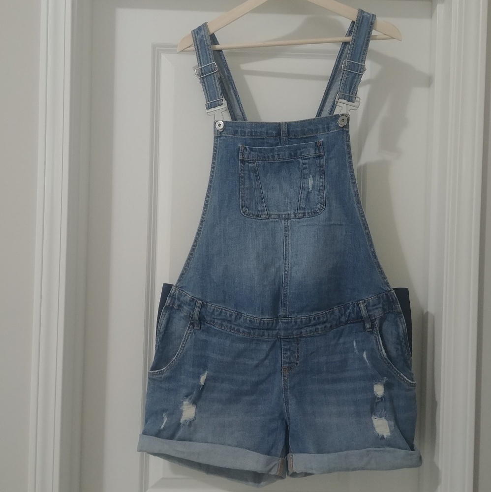 Denim maternity overalls
